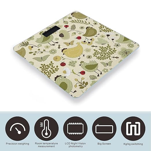 Yellow Leaves Chicken Scale for Body Weight Digital Bathroom Scale Precision Smart Weighing Scales with Clear LED Display Accurate High Precision Scales Weighing Machine