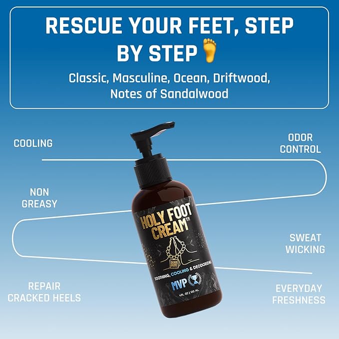 Derm Dude Below-the-Belt Grooming Bundle | Happy Sack Ball Deodorant 2oz (Sweet Whiskey Scents) + Holy Foot Cream 4oz (MVP Scent) | Freshness &amp Moisture for Feet &amp Groin