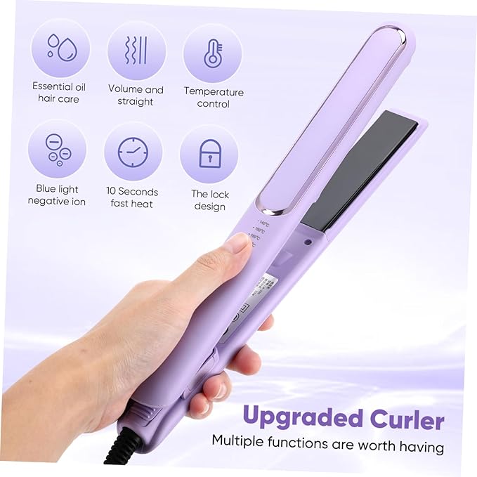 Dual Use Hair Straightener and Curler Temperature Hair Styling Tool for Versatile Hairstyles Settings Sleek Design US Plug for All Hair Types