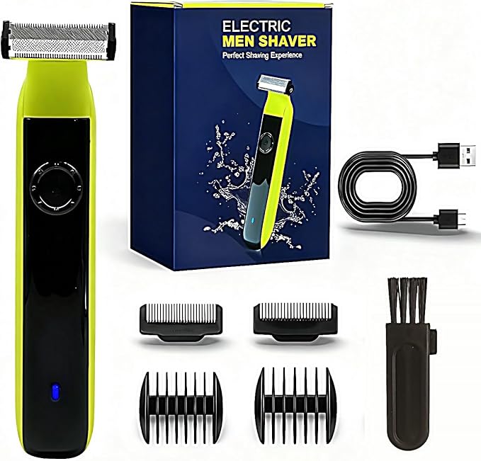 Beard Trimmer for Men - Rechargeable Hybrid Electric Shaver and Body Groomer Washable Face Shaver 4 Combs Wet/Dry Body Trimmer for Men