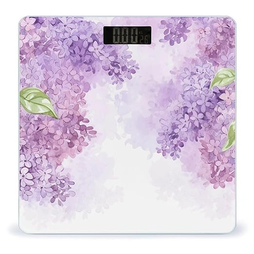 Framing Lilac Flowers in Blossom Weight Scale for Body Weight Digital Bathroom Scale High Capacity Accurate Digital Weighing Scales and Easy-to-Read on Backlit LCD Display Scales