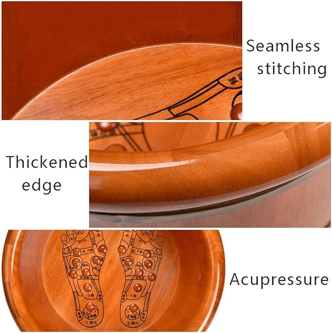 Katzowen Foot Soak Massage Foot Bath Barrel Household Wooden Foot Wash Barrel Oak Foot Bath Tub Covered Wooden Foot Wash Basin Foot Spa Household Wash Ba