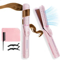 Airflow Styler Curling Iron360° Cool Air Lock in Style for Lasting Curls 2 in 1 Hair Straightener and Curler Anti-Scald for Short Long Hair（Pink）