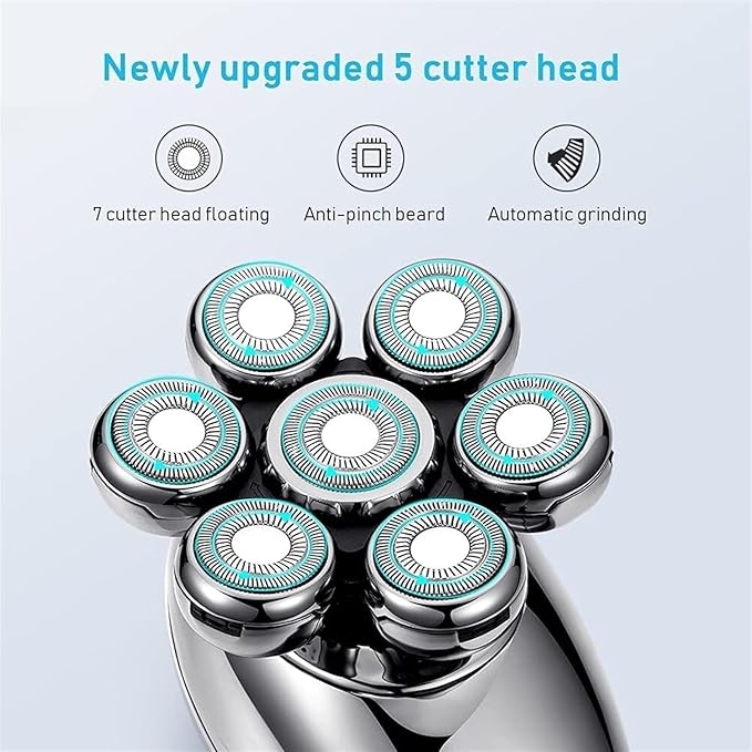 Electric Razor for Men's 5 in 1 Electric Shaver for Men 7D Floating Cutter Head USB Rechargeable Rotary Shaver Smart Multifunctional Grooming Kit
