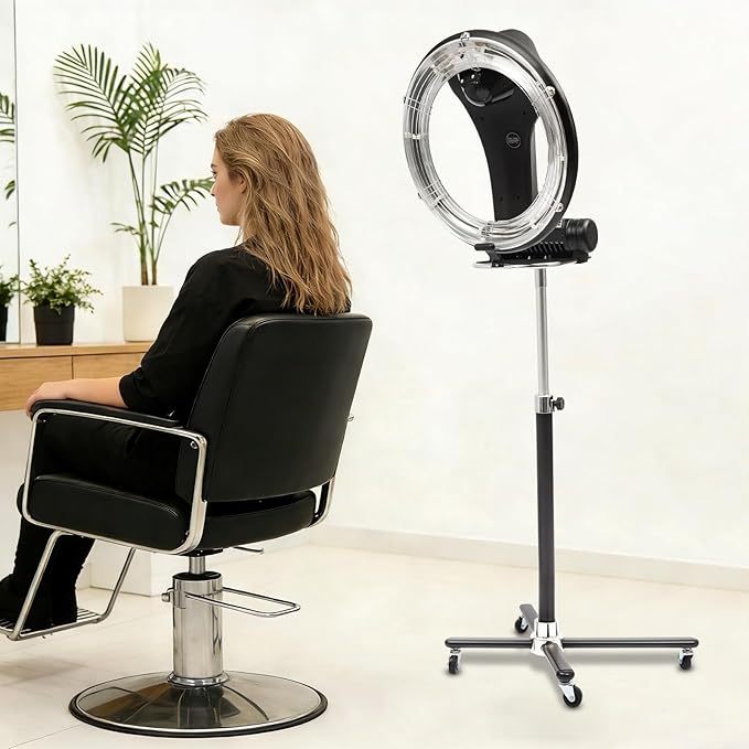 Hair Dryer1000W Hair Salon Color Processor Dryer with Infrared Technology 6 Modes 360 Efficient Heating Time Setting Adjustable Height Rolling Base for Salon &amp Home Use Quiet Care Black
