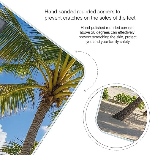 Tropical Palm Tree Hawaii Beach Bathroom Scale Automatic Power On/Off Body Scales LCD Backlight Display Square Digital Scale Rounded Corners Bathroom Scales for Home Bedrooms