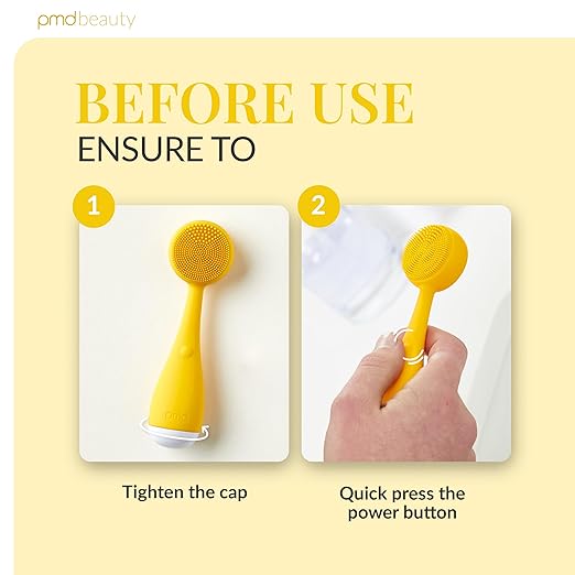 PMD Clean Mini - Smart Facial Cleansing Device with Silicone Brush &amp Anti-Aging Massager - Waterproof - SonicGlow Vibration Technology - Clear Pores and Blackheads - Lift Firm and Tone Skin