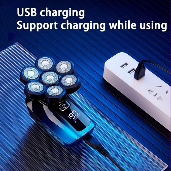 Electric Razor for Men 6 In 1 Electric Shaver Independently 7 Heads Floating Cutter Head Waterproof Digital Display Razor Multifunction USB Charging Trimmer For Men
