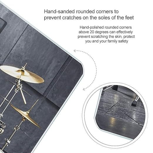 Cool Drum Set Bathroom Scale for Body Weight with High Precision Large LCD Backlight Display Digital Weighing Scale with BMI Capacity Up to 180kg