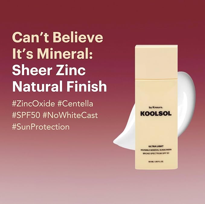 by Knours Ultra-Light Invisible Mineral Sunscreen Broad Spectrum SPF 50 Moisturizing for All Skin Types Korean Innovation 2 Pack 50ml/1.69 fl. oz.