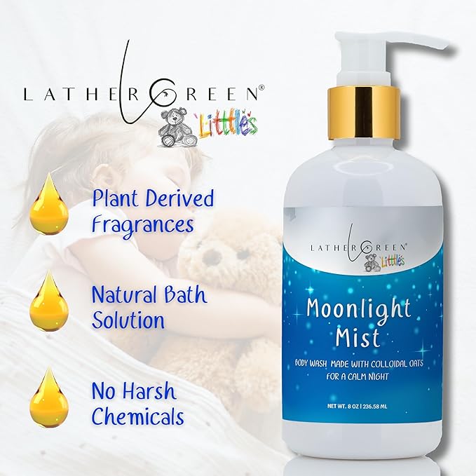 Kids Body Wash – Plant Based Gentle Moisturizer with Shea Butter – Safe for Sensitive Skin – Moonlight Mist – 3 Pack (8 oz Each)