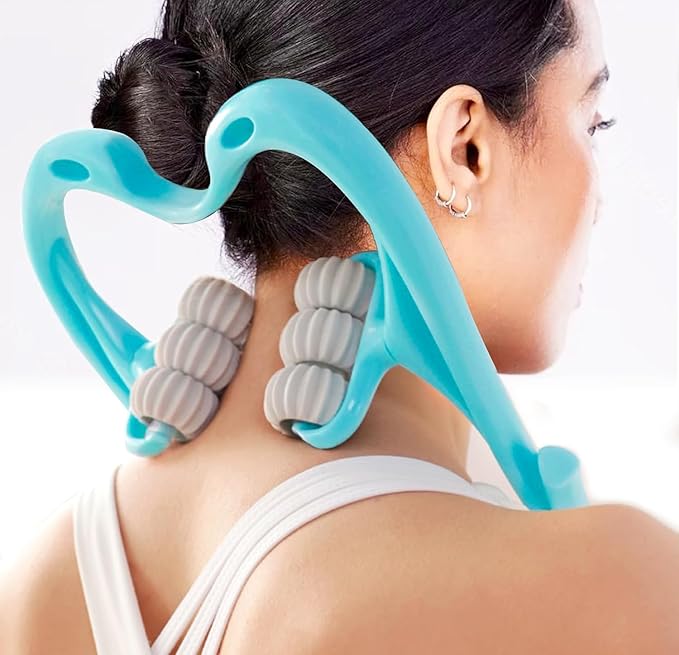 Handheld Massager with 6 Balls - Premium Deep Tissue Relief for Neck Back Shoulders and Legs (Blue)