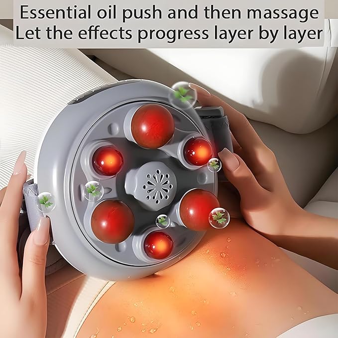 Abdominal Massager Electric Fast Warming Belly Belt 20kg/s Torque 3 Levels Intensity Adjustable 30mm Large Meteorite Massage Head for Waist/Neck/Thigh