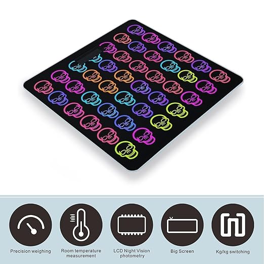Smart Scale for Body Weight Digital Bathroom Weighing Scale Energy Saving Scale Neon Skulls
