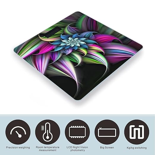 Beautiful Color Scale for Body Weight Anti-Slip Sturdy Tempered Glass Weighing Machine Highly Digital Accurate Bright LCD Bathroom Scale for Household Gift