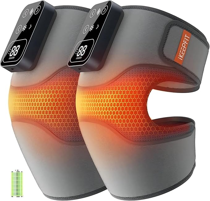 Cordless Knee Massager with Heat Vibration for Pain Relief MAXwarm 4.0[2026 Upgraded] - Electric Heated Knee Brace with 5 Heat Levels and 3 Massage Mode Gifts for Men Women (Grey Pair)