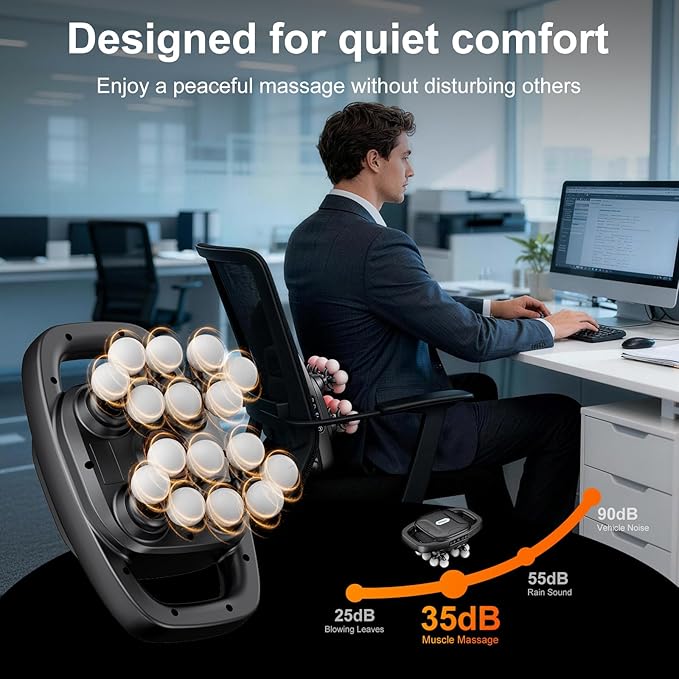 Deep Tissue Massager Gun for Back Shoulder and Neck Pain Relief Powerful Shoulders Back Massager Legs Foot Massager &amp Full Body Muscle Recovery with 16 Massage Heads 3 Modes &amp 30 Speed
