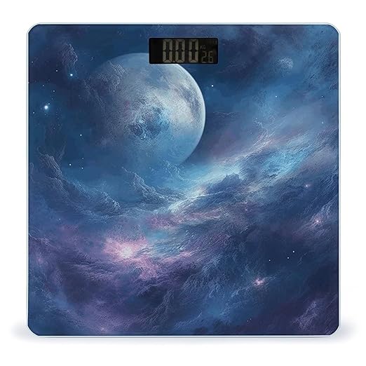 Nebula and Moon Scale for Body Weight Highly Accurate Digital Bathroom Scale Sturdy Tempered Glass Weighing Scales with LCD Display Fashion Body Fat Smart Scales 400lb