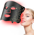 LED Light Therapy mask (E106A) for Face LED Light Therapy Mask with Adjustable Brightness and Timer Soft Silicone Red Light Therapy Mask for Home &amp Travel Black