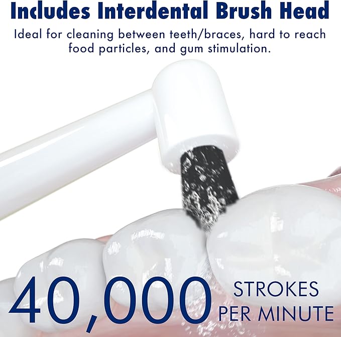 Sonic-FX Solo Sonic 3 Brushing Modes Toothbrush with Smart Timer Rechargeable Charging Dock | Electric 1 Interdental and 2 Tooth Brush Heads Toothbrush Includes Replacement of Heads White