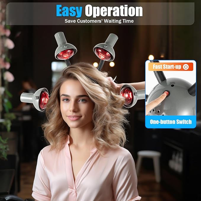 5 Head Infrared Heat Lamp 110V Color Processor Machine Adjusting Height Styling Perming Dryer Hair Heat Lamps for Salon Hair Salon
