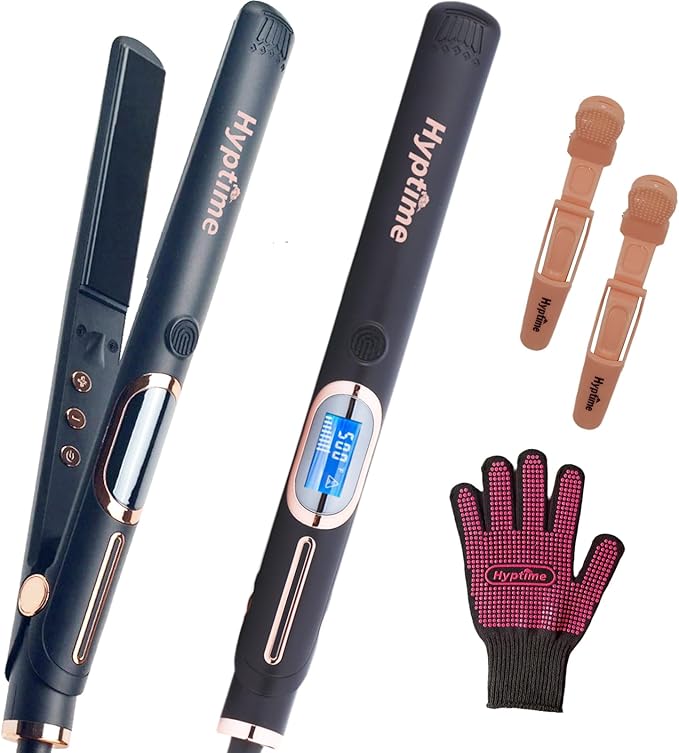 Titanium Flat Iron Straightener Digital Display to Accurately Control Temperature 1 Inch for Thick &amp Curly Hairs Professional Dual Voltage 500°F Fast Heating for Black Hair Friendly