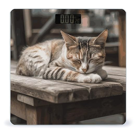 Cat Sleeping Scale for Body Weight Anti-Slip Sturdy Tempered Glass Weighing Machine Highly Digital Accurate Bright LCD Bathroom Scale for Household Gift