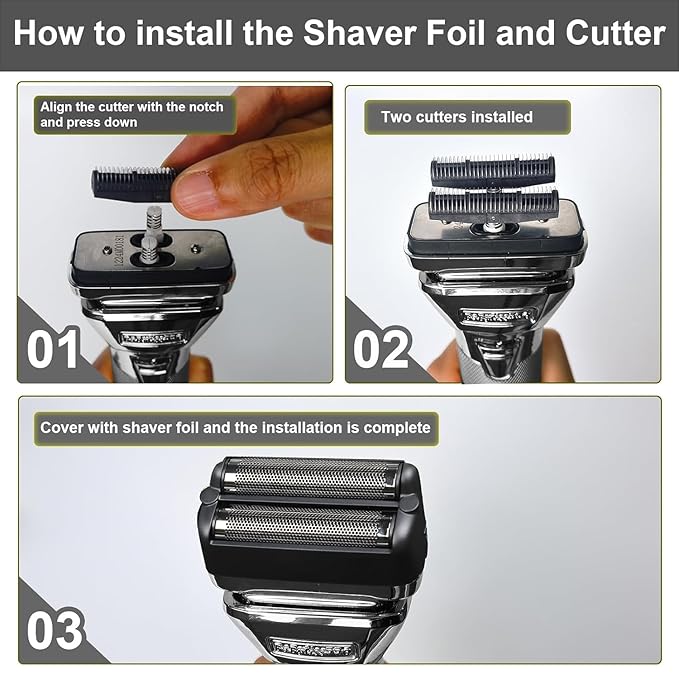 2 Pack Shaver Replacement Foil and CutterCompatible with BaBylissPRO FXONE BlackFX Double Foil Stick ShaverBlack