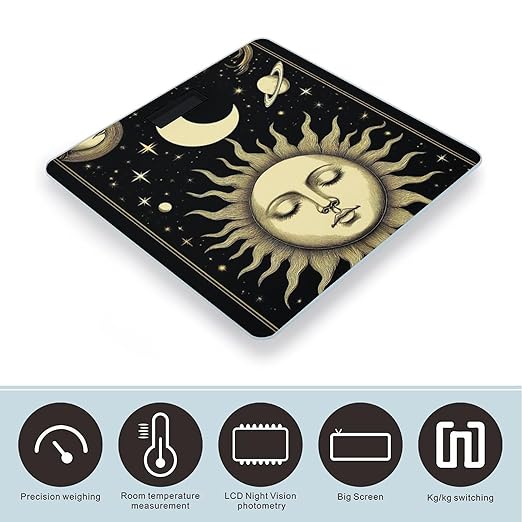 Men's Fashion Automatic Switch Digital Bathroom Weighing Scale Smart Scale Tarot Card Magic Boho Vintage Sun Moon Stars