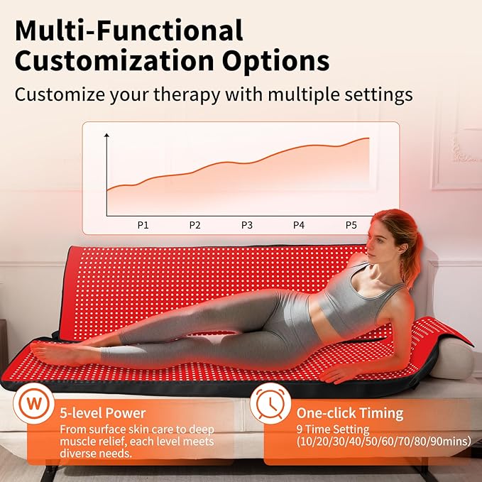 Red Light Therapy Mat for Full Body Largest 2704LEDs Near Infrared Light Therapy Pad 660nm&amp 850nm 2in1 LEDs Light Blanket High end Leather 5 Power Levels UP to 288W 73x36