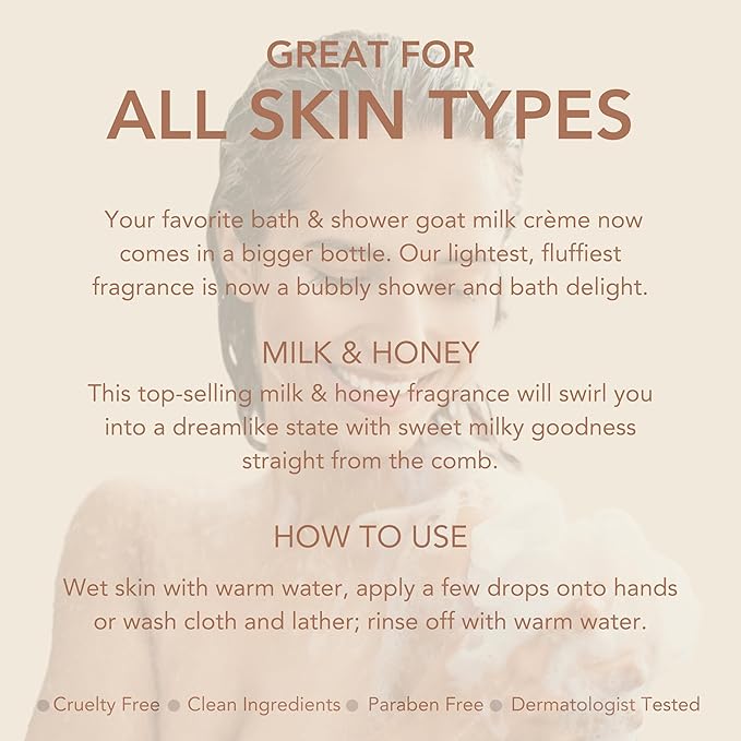 Dionis Goat Milk Bath Soap &amp Liquid Shower Crème Milk &amp Honey 14.5oz (Pack of 1)
