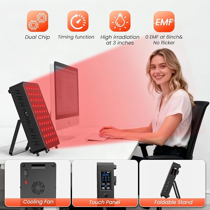 Red Light Therapy Panel for Face and Body -Near Infrared Red Light Device with Timer RC Dual Chip for Improve Sleep Skin Health Pain Relief -Upgraded Version in 2026