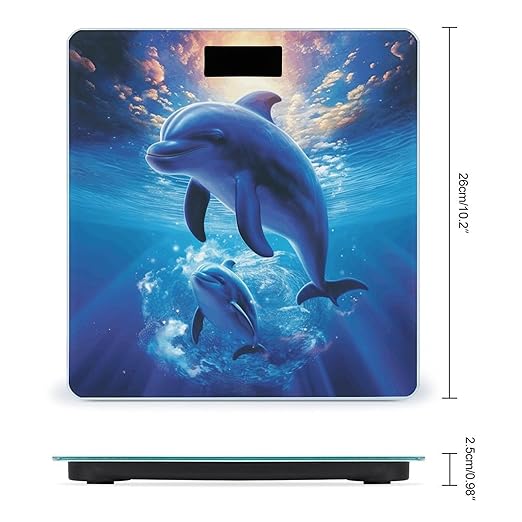 Cute Dolphins Bathroom Scale Large LCD Backlight Display Digital Scale Rounded Corners Body Scales Automatic Power On/Off Bathroom Scales for Home Bedrooms