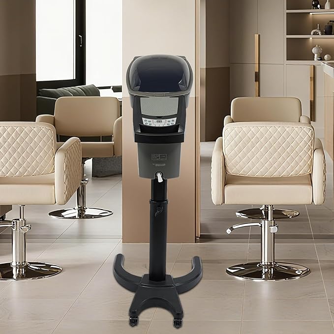 7 Light Standing Hair Steamer 700W Multi-Function Hair Salon Steamer with 4 Wheels and Water Tank Adjustable Height Hooded Hair Steamer for Home Barber Stores Beauty Stores (Black)