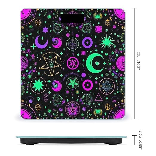 Women's Fashion Automatic Switch Digital Bathroom Weighing Scale Smart Scale Gothic Trippy Purple Sun Moon Magic Alchemical Cosmic Witch Witchy