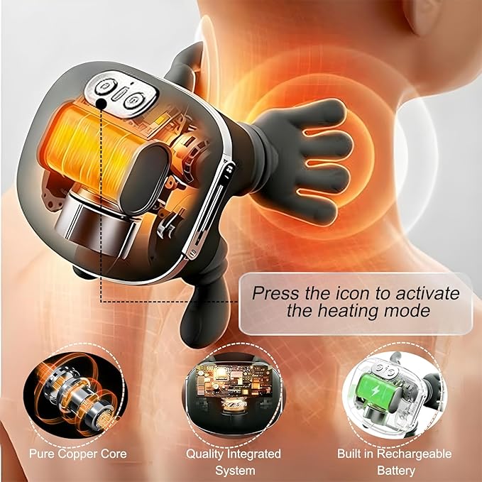 Neck Massager Shiatsu Neck and Back Massager with Heat 4D Kneading Simulated Human Hand Design Electric Deep Tissue Massage Portable Body Massager for Shoulder Pain Relief &amp Muscle Relax