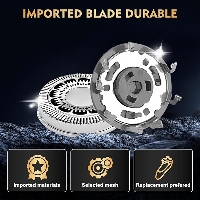 SH60 Replacement Heads Compatible with Philips Norelco Series 6000 Electric Shavers Precision Blades for S6810/82 S6850/85 S6880/81 Razors 9 Pack