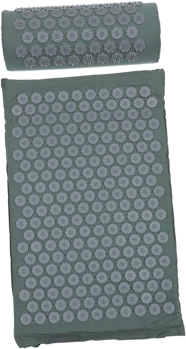 Shiatsu Acupoint Massage Mat and Pillow Set for Relief Grey Acupressure Massage Cushion with Carry Bag Suitable for Back and Neck Relaxation Yoga Exercise and Muscle