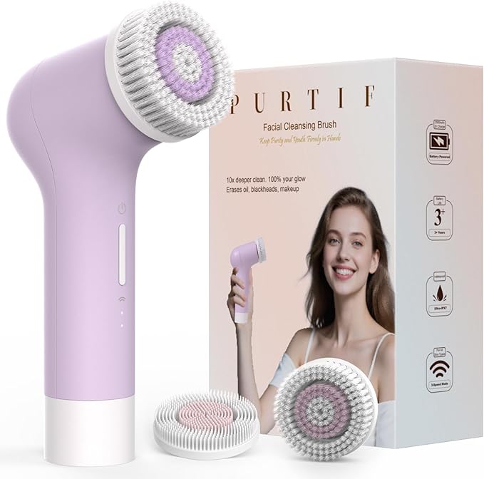 Electric Facial Cleansing BrushRechargeable Silicone Face Scrubber exfoliatorFace Wash Machine3 SpeedsWaterproof Exfoliating &amp Massagefor Women &amp Men Skincare