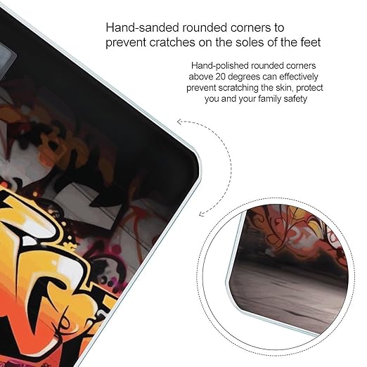 Graffiti Hip Hop Weight Scale Large Bathroom Scales Digital Weight with Bright LED Display Non Slip Automatic Weighing Scale Fashion Weighing Machine for Body