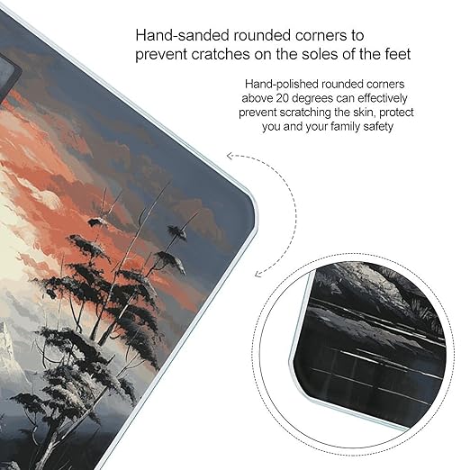 Paint Landscape Scale for Body Weight Anti-Slip Digital Bathroom Scale Sturdy Toughened Glass Weighing Scales High Precision Safe Rounded Corners Smart Scales