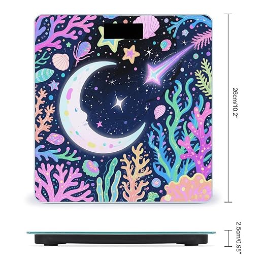 Star Ocean Pattern Bathroom Scale for Body Weight Bathroom Digital Electronic Weighing Scale with Back Lit LED Display Sturdy Tempered Glass Weight Watchers Scales 400lb