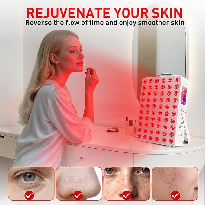 Red Light Therapy for Face Body Infrared Light Therapy for Body 150W with 60 Dual Chip LEDs with 660nm &amp 850nm Near Infrared LED Red Light Therapy Panel at Home 3 Modes Adjustable Brightness and T