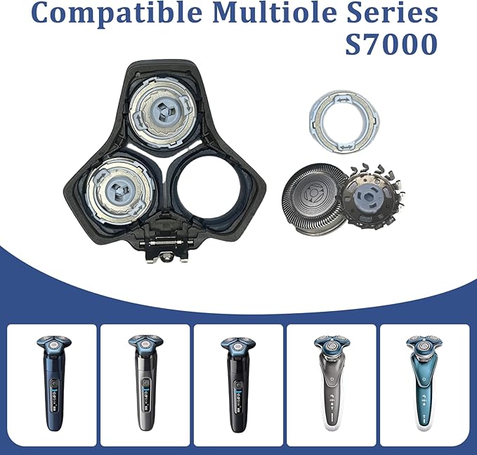 SH71 Replacement Rotary Head Fit for Philips Norelco Shaver Series 7000 and Series S5500 Metal Wheel Buckle and Upgrade 15 Precision Blades (Blue)