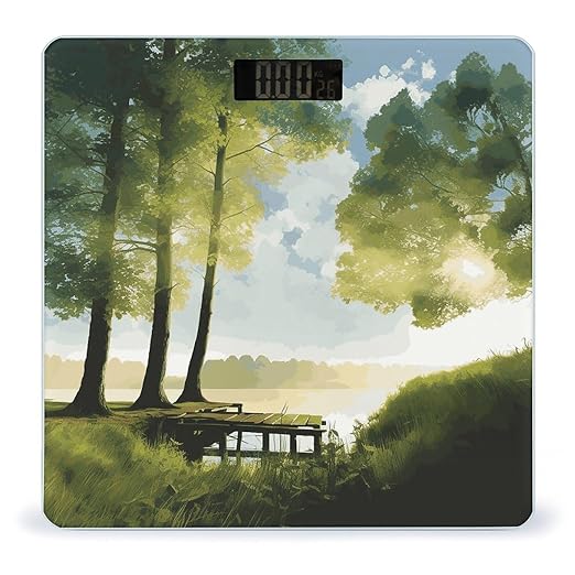 Landscape Trees Smart Scale for Body Weight Accurate Bathroom Scale with LED Display Digital Weight Scales Weighing Machine High Precision Scales for Bath Home
