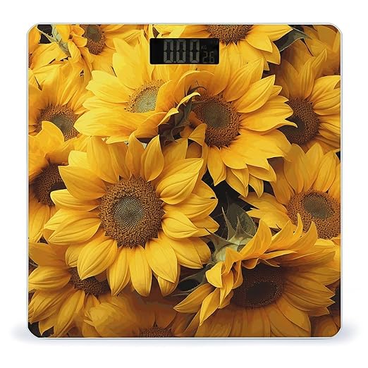 Many Sunflowers Bathroom Scale Ultra-Bright Liquid Crystal Screen Weight Scale Accurate Bathroom Body Scales for Body Weight Bathroom Pet Home Bedroom Gift-Giving