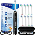 SEAGO Soft Round Electric Toothbrushes with 8 Spin Brush Heads 5 Cleaning Modes Rechargeable Sonic Toothbrush with Timer and Travel Case for Adults and Kids(SG-2607-Black