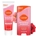 Lume Whole Body Deodorant - Invisible Cream and Solid - 72 Hour Odor Control - Aluminum Free Baking Soda Free Skin Safe - 3.0 Ounce Cream and 2.6 Ounce Solid Bundle (Peony Rose)