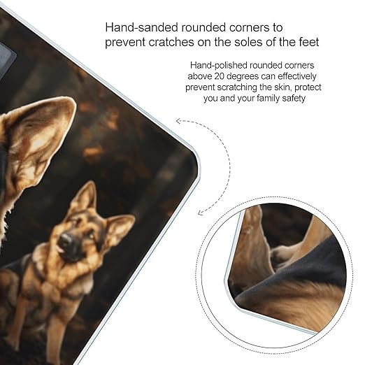 German Shepherd Bathroom Scale Large LCD Backlight Display Digital Scale Rounded Corners Body Scales Automatic Power On/Off Bathroom Scales for Home Bedrooms