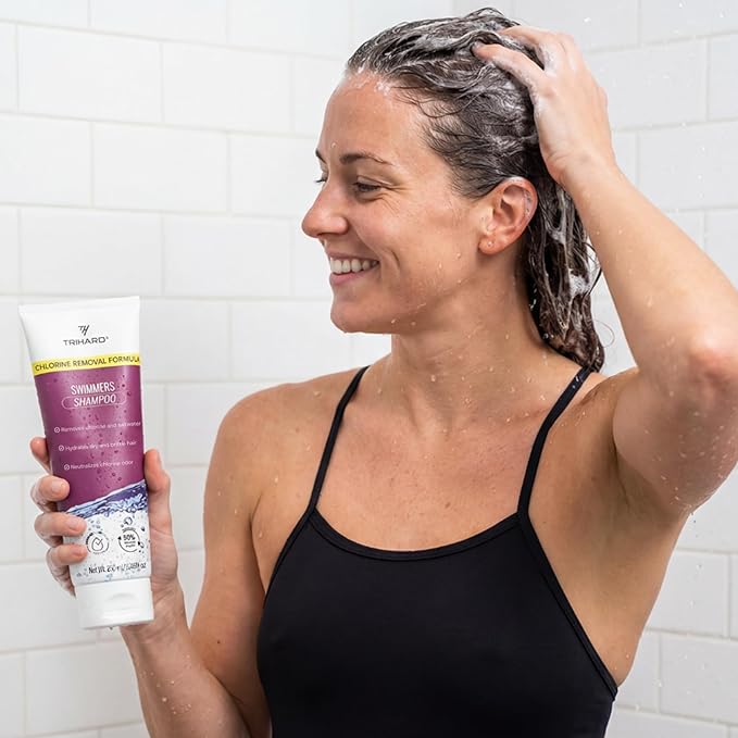 TRIHARD Chlorine Defense Swim Shampoo and Conditioner Combo Protect and Hydrate Hair from Pool &amp Ocean Nourishing Pre and Post Swim Chlorine and Hard Water Hair Protection